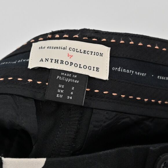 ANTHROPOLOGIE‎ Pants Womens Sz 2 Black Polka Dot The Essential Skinny Kick Flare - Picture 8 of 14